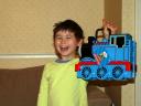 Jacob with Thomas Train Carrier